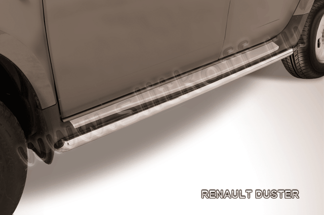 Пороги Slitkoff труба d42 с листом для Renault Duster I 2010-2015. Артикул RD007