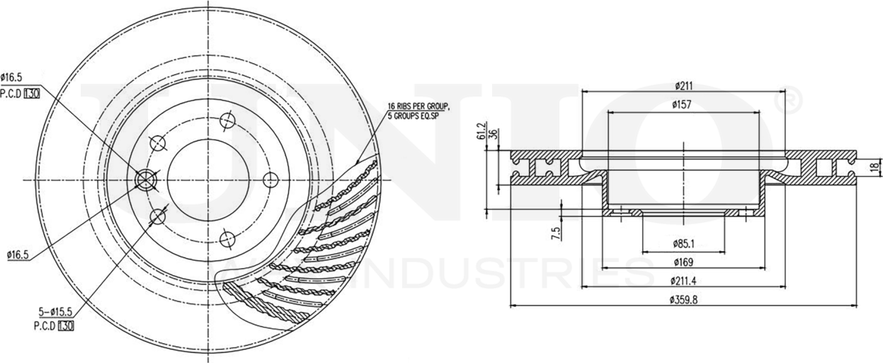 Диск тормозной (Unio). Артикул BRD-20587
