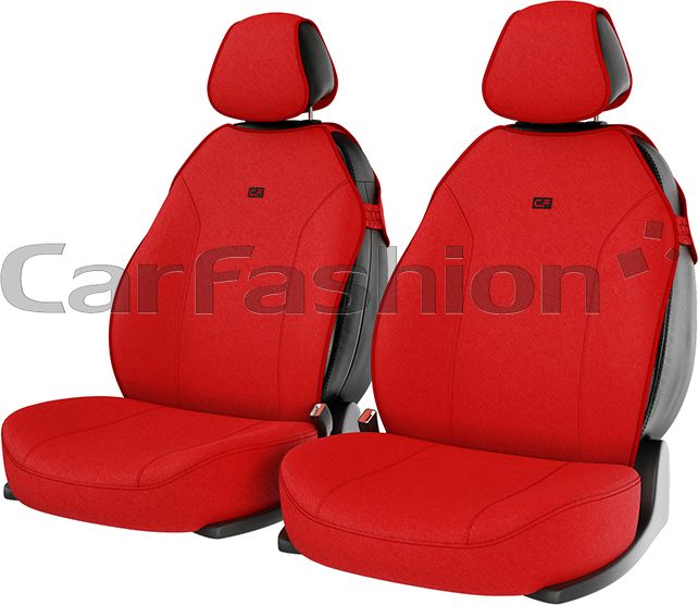 Накидки универсальные CarFashion Bingo на передние сидения авто, цвет Красный/Красный/Красный/LOGO черный. Артикул 21013