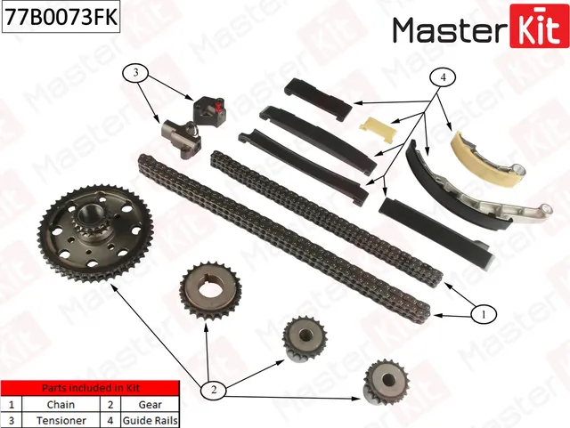 Комплект цепи ГРМ NISSAN NAVARA YD25DDTi 2002-2008 (Master KIT) Master KIT. Артикул 77B0073FK