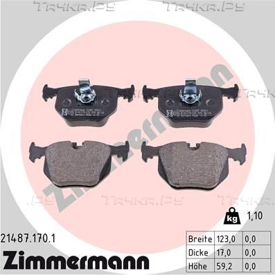 Тормозные колодки Zimmermann задние для BMW Z8 2000-2003. Артикул 21487.170.1