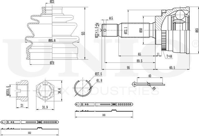 ШРУС наружный (Unio). Артикул CVJ-20035
