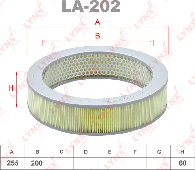 Воздушный фильтр LYNXauto. Артикул LA-202