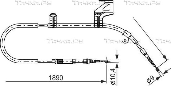 Трос ручника (тросик ручного тормоза) Bosch. Артикул 1 987 477 804
