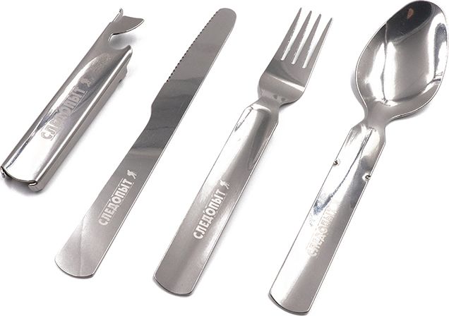 Набор столовых приборов Следопыт нержавеющая сталь (ложка, вилка, нож, открывашка). Артикул PF-CWS-P59