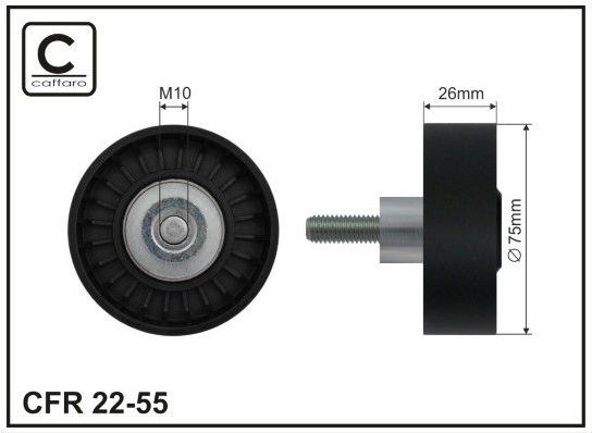 Направляющий (ведущий) ролик приводного поликлинового ремня Caffaro (полимерный материал). Артикул 22-55