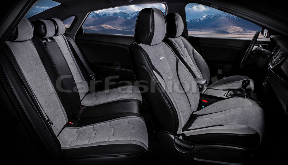 Чехлы универсальные каркасные CarFashion 5D Smart Plus на сидения авто, цвет Серый/Черный/Серый. Артикул 22256