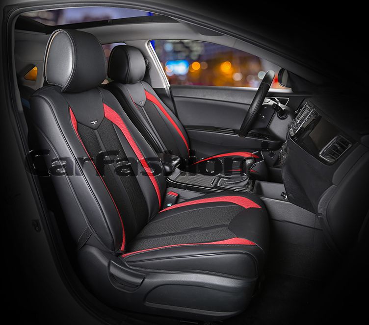 Накидки универсальные CarFashion Urban на переднее сидения авто, цвет Черный/Черный/Красный. Артикул 21966