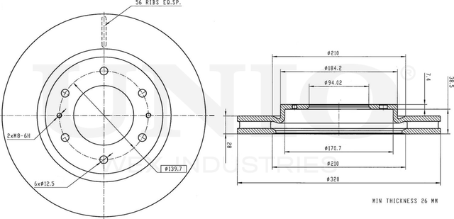 Диск тормозной (Unio). Артикул BRD-20142