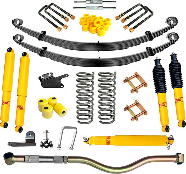 Лифт-комплект РИФ жесткий (постоянная нагрузка) для УАЗ Пикап 2008-2026, лифт 50 мм, нагрузка передних пружин до 100 кг, задних рессор 300+ кг. Артикул RIF-Patr-D