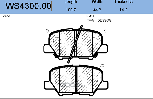 Колодки тормозные дисковые | зад | (Jeenice). Артикул WS430000