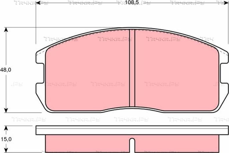 Тормозные колодки TRW передние для Mitsubishi Cordia 1982-1986. Артикул GDB365