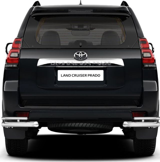 Защита PT Group заднего бампера двойная угловая d63/38 (НПС) для Toyota Land Cruiser Prado 150 2й Рестайлинг (кроме Style) 2017-2026 Без пневмоподвески. Артикул TPR220101