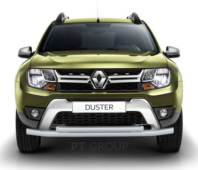Защита PT Group переднего бампера одинарная d=63/51 мм ШАГРЕНЬ (ППК) Renault Duster 2016-2021. Артикул RDU-16-330202.22
