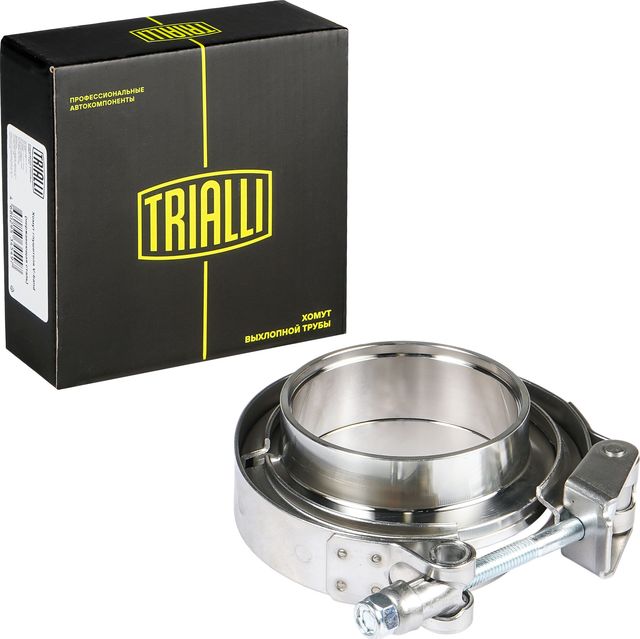 Хомут глушителя V-band быстросъемный с фланцами D=57 мм (нерж. сталь) (VC 57 SS) (Trialli) Trialli (высококачественная сталь). Артикул VC 57 SS