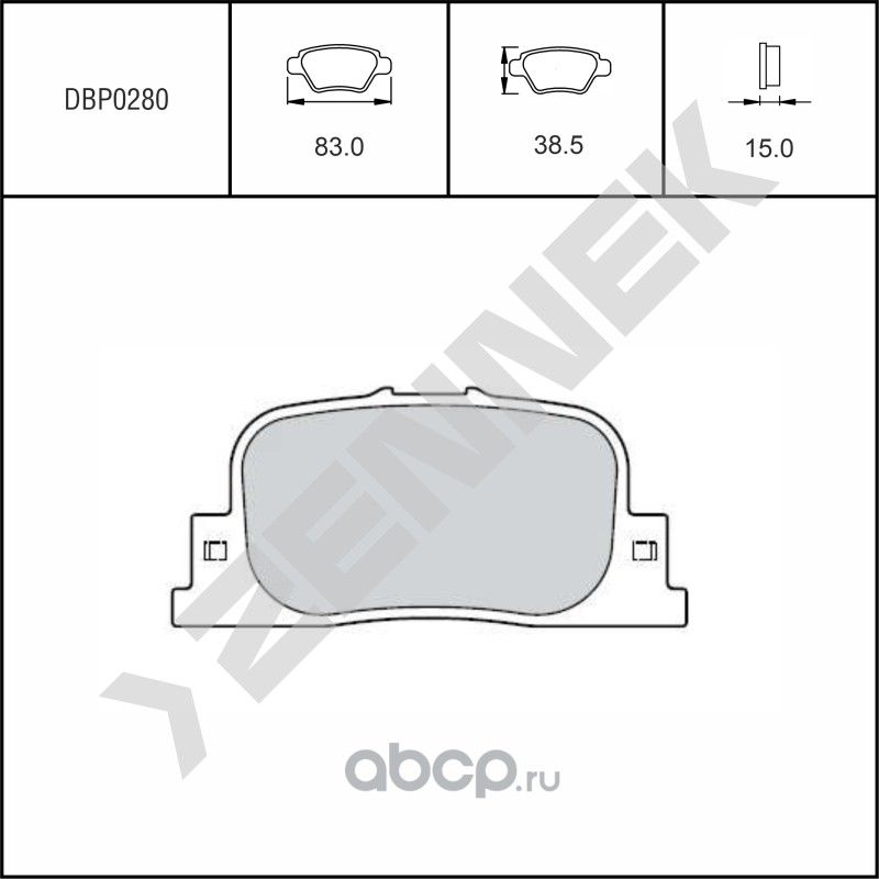 Колодки тормозные дисковые задние TOYOTA CAMRY 91-06, PRIUS 03-11 (Zennek). Артикул DBP0280