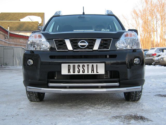 Защита RusStal переднего бампера d63/42 (5 секций) для Nissan X-Trail T31 2007-2010. Артикул NXZ-000098