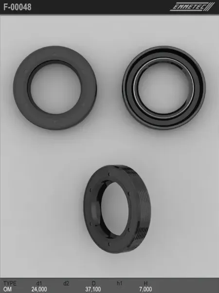 Сальник 24,00/37,10*7,00 тип 0M (Emmetec). Артикул F00048