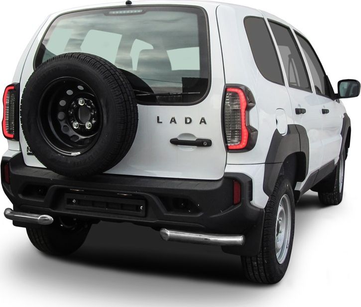 Защита Slitkoff заднего бампера d57 уголки для Lada Niva Travel 2020-2026. Артикул NivTR014