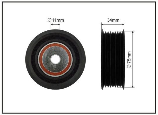 Направляющий (ведущий) ролик приводного поликлинового ремня Caffaro (полимерный материал). Артикул 500060