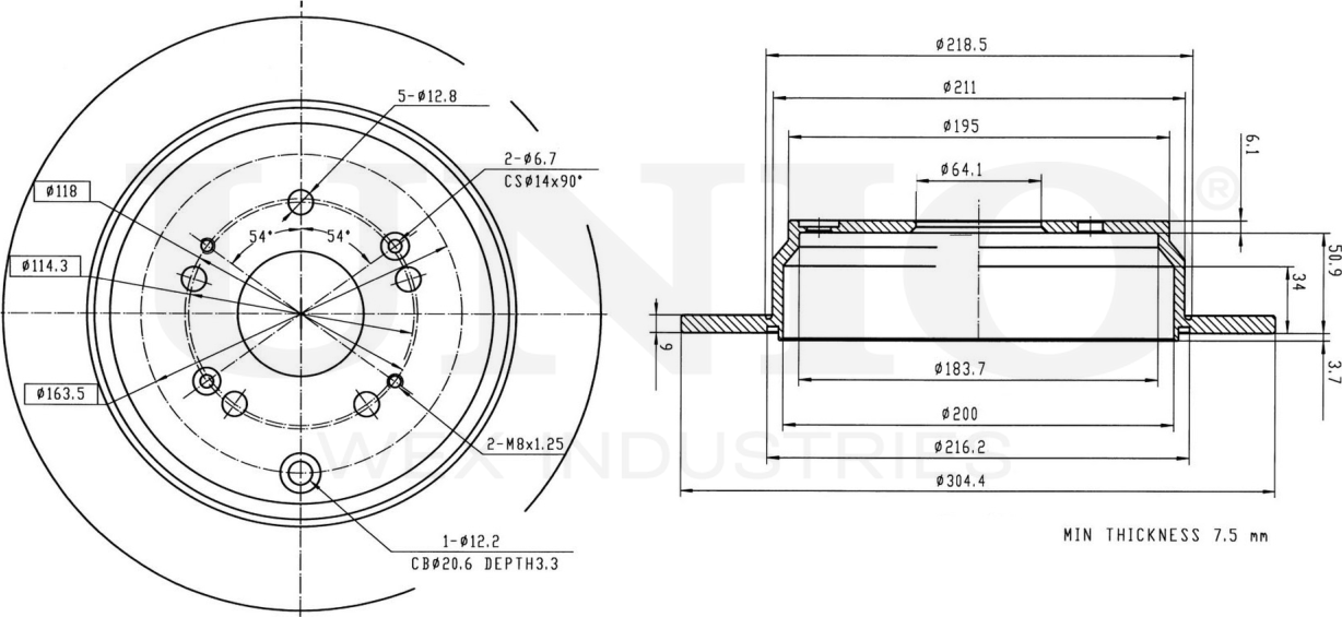 Диск тормозной (Unio). Артикул BRD-20148