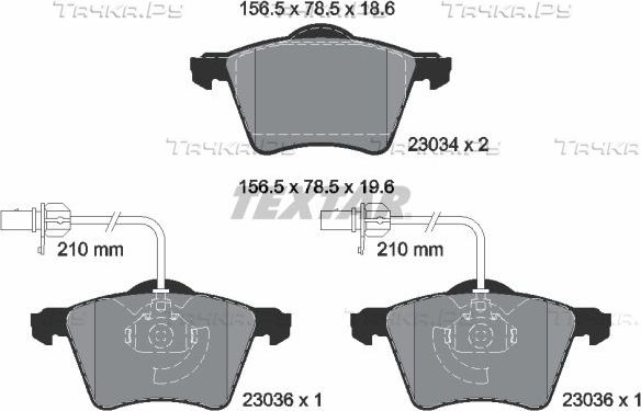 Тормозные колодки Textar Q+ передние для Volkswagen Transporter T4 1997-2003. Артикул 2303401