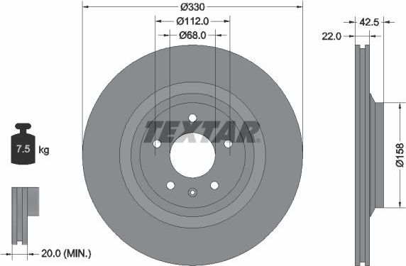 Тормозной диск Textar Pro. Артикул 92160403