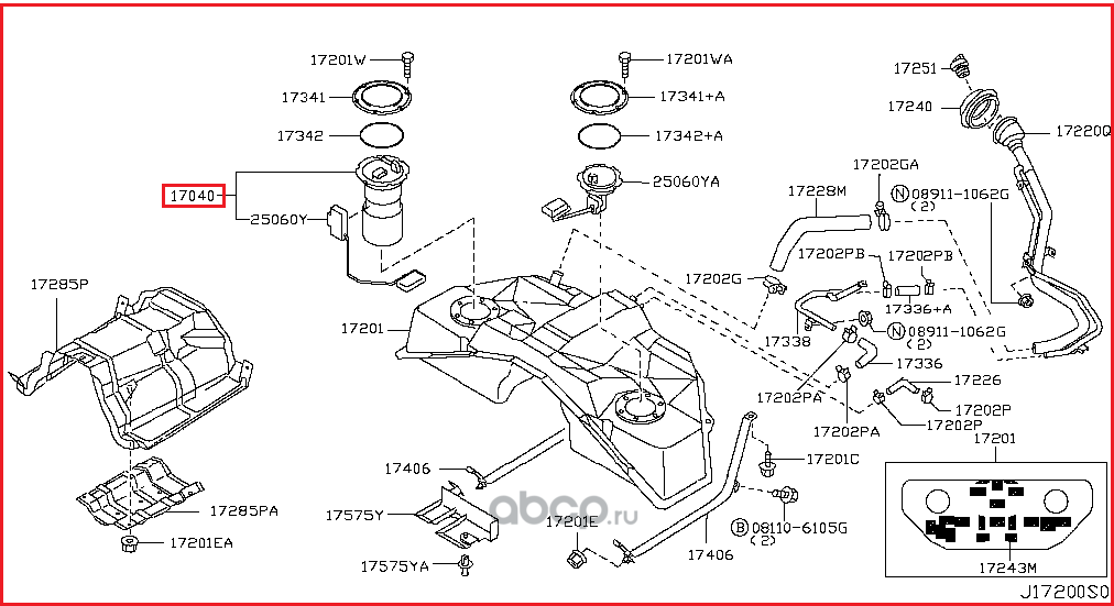 Топливный фильтр Nissan. Артикул 17040CG20B