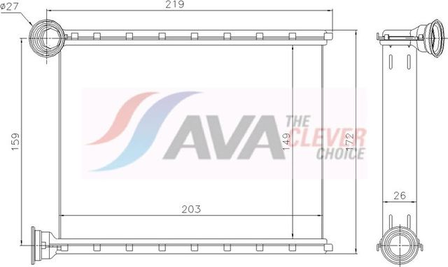 Радиатор отопителя (печки) AVA для Mercedes-Benz GLS I (X166) 2015-2019. Артикул MS6810