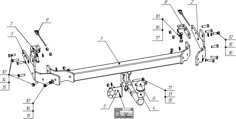 Фаркоп Oris (ранее Bosal) для Mazda CX-9 II 2017-2026. Артикул 4535-A