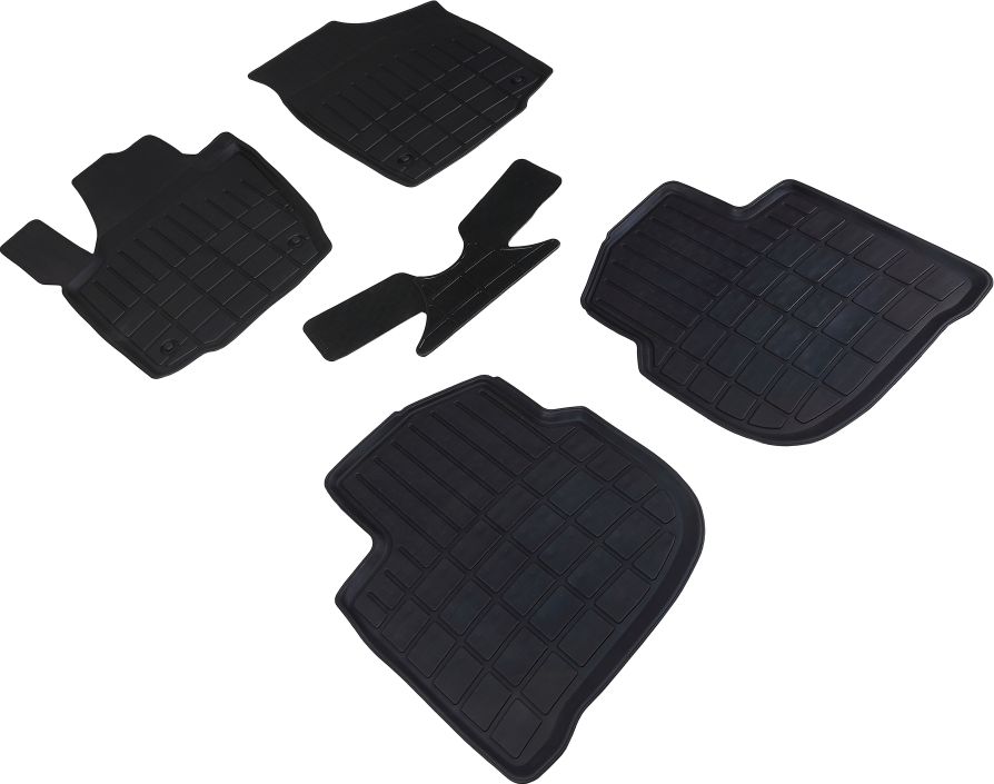 Коврики резиновые Seintex со стандартным бортиком для салона Skoda Rapid I 2012-2015. Артикул 89410