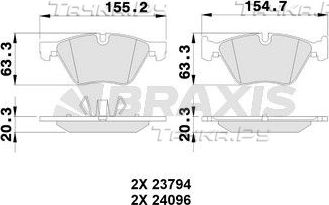 Тормозные колодки Braxis. Артикул AA0079