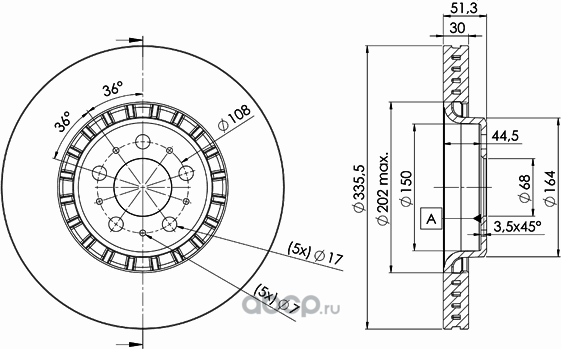 Диск торм.пер. 335mm Volvo XC90 (Icer). Артикул 78bd7301
