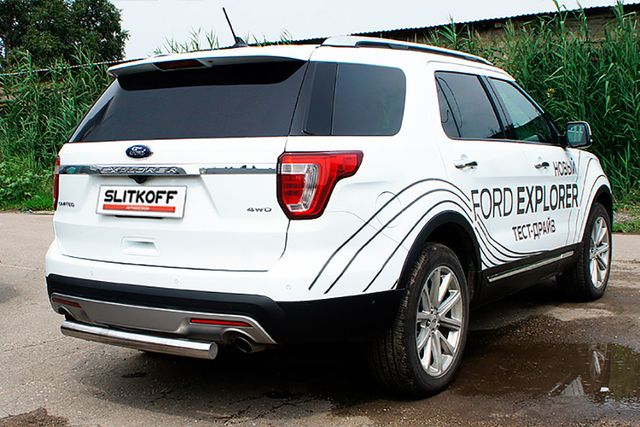 Защита Slitkoff заднего бампера d76 для Ford Explorer V рестайлинг 2015-2017. Артикул FEX15008