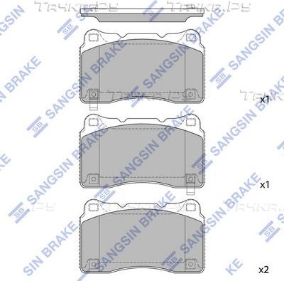 Тормозные колодки Sangsin Hi-Q передние для Tesla Model S I 2012-2026. Артикул SP4470