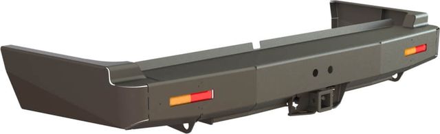 Бампер силовой STC задний для Toyota Land Cruiser 80 1990-1997 с квадратом под фаркоп и дублирующими фонарями. Артикул STC-TLC80-BR-L1