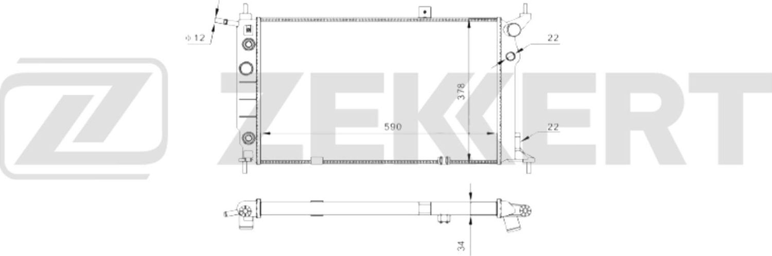 Радиатор охлаждения двигателя Zekkert (алюминий / пластик). Артикул MK-1634