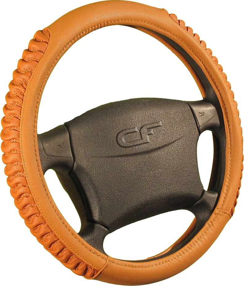 Оплётка на руль CarFashion Lord (размер M, искусственная кожа, цвет ОРАНЖЕВЫЙ). Артикул 31076