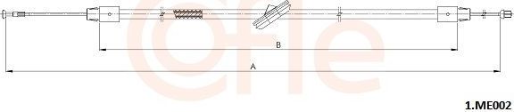Трос ручника (тросик ручного тормоза) Cofle. Артикул 1.ME002