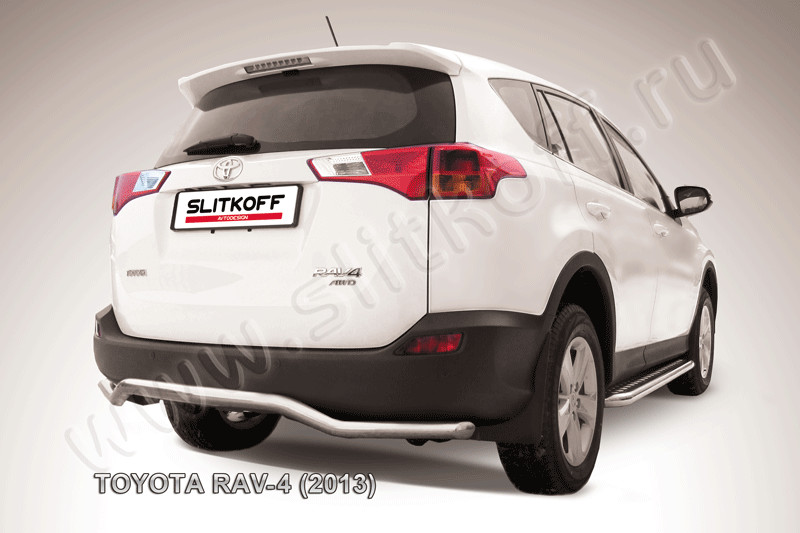 Защита Slitkoff заднего бампера d57 волна для Toyota RAV4 IV 2013-2015. Артикул TR413-018