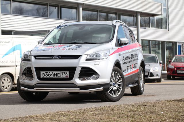 Защита Союз-96 переднего бампера труба d60х42 Premium двойная для Ford Kuga II 2013-2016. Артикул FKUG.48.1725