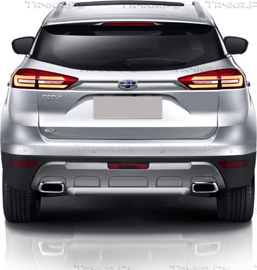 Защита Slitkoff заднего бампера d57 короткая для Geely Atlas 2016-2026 Серебристая. Артикул GEAT09S