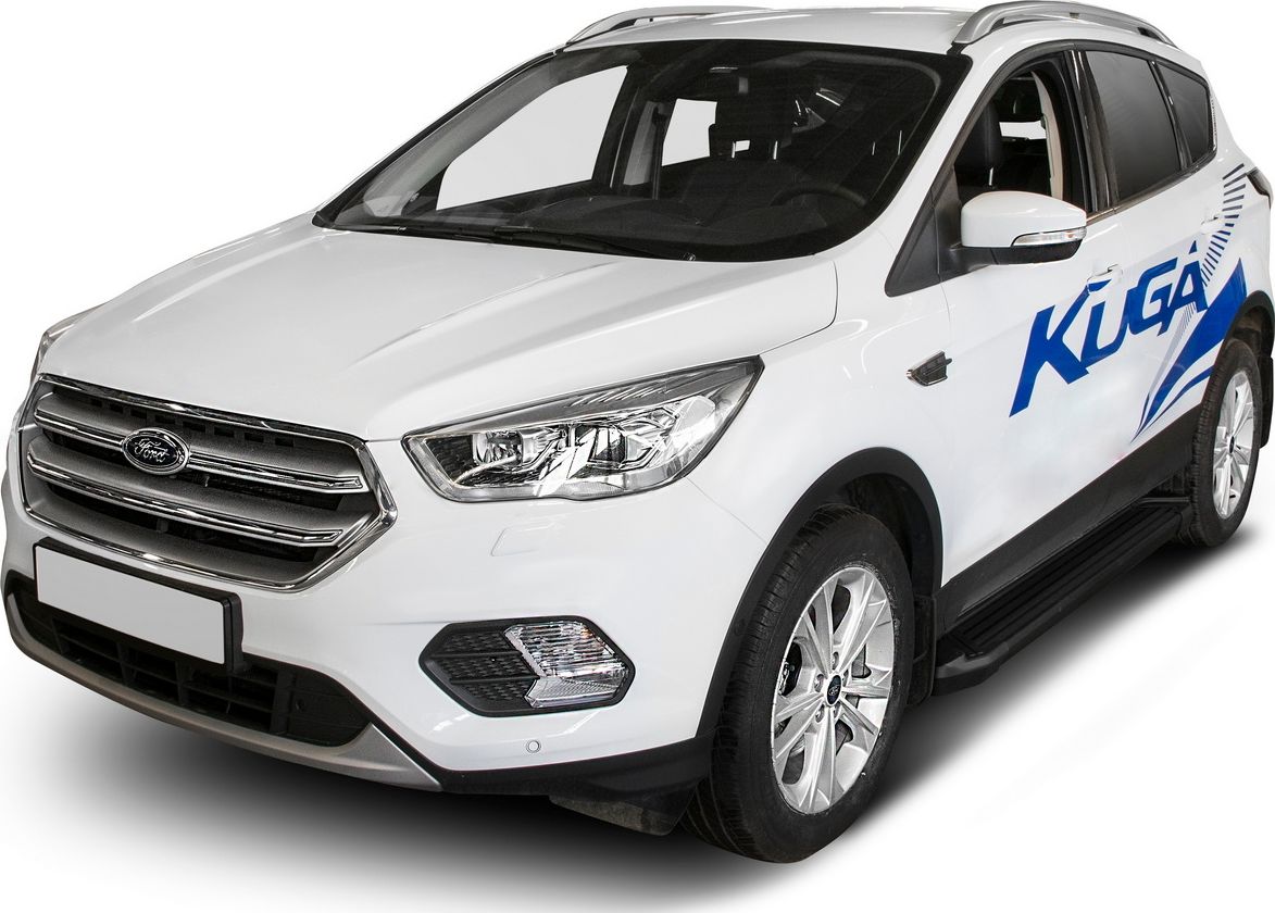 Пороги алюминиевые Rival Black для Ford Kuga II рестайлинг 2016-2019. Артикул F180ALB.1804.2