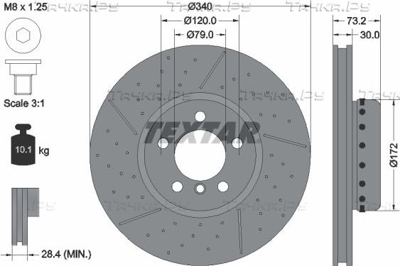 Тормозной диск Textar Pro+. Артикул 92265025