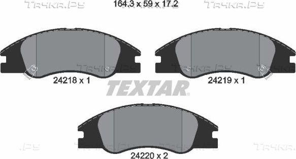 Тормозные колодки Textar передние для Kia Cerato I 2004-2009. Артикул 2421801