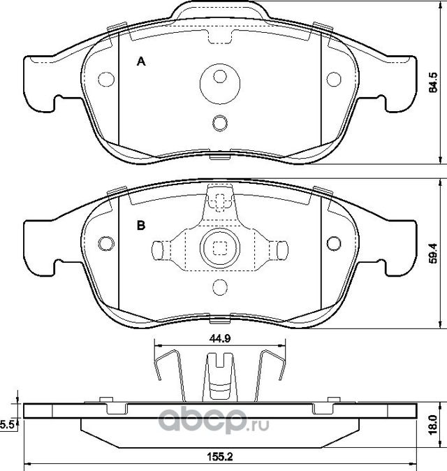 Тормозные колодки Renault передние для Renault Modus I 2010-2012. Артикул 440603905R