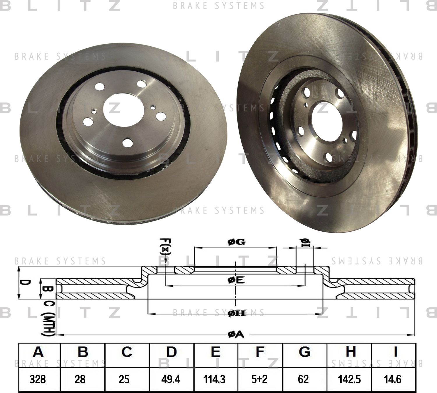 Диск тормозной TOYOTA RAV4 12- перед. вент. (Blitz). Артикул BS0375