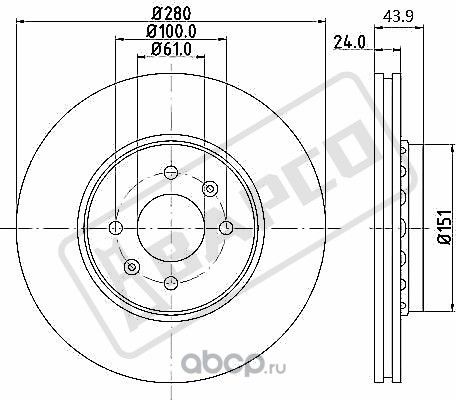 Тормозные диски передн.вентил.BD0189 (Bapco). Артикул BD0189