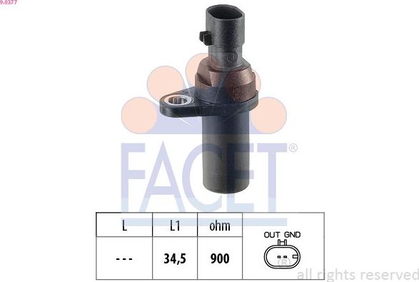 Датчик положения коленвала Facet Made in Italy - OE Equivalent для Alfa Romeo Giulietta III 2014-2026. Артикул 9.0377