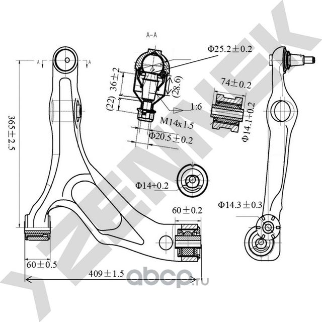 РЫЧАГ ПЕРЕДНИЙ НИЖНИЙ ЛЕВЫЙ VW TOUAREG, PORSCHE CAYENNE, AUDI Q7 02 (Zennek). Артикул DCA0100